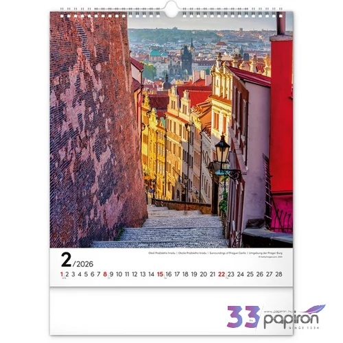 Falinaptár 2026 Prague 6087-PR spirálos 30×34 cm Realsystem 2026 kollekció!