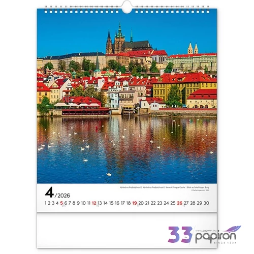 Falinaptár 2026 Prague 6087-PR spirálos 30×34 cm Realsystem 2026 kollekció!