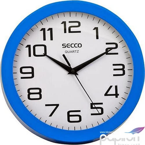 Falióra 24,5cm kék keretes SECCO Sweep second
