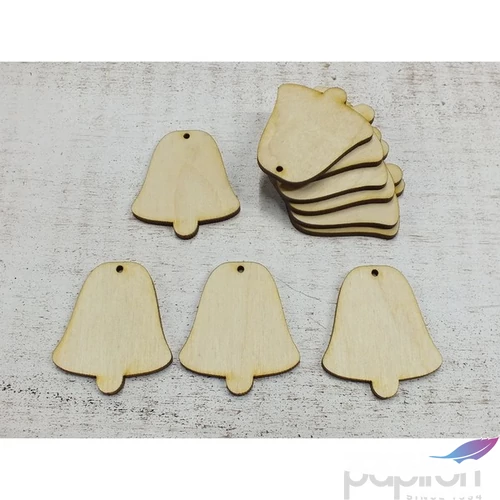 Fatábla felirat, Fa figura harang 5cmx3mm 10db/cs