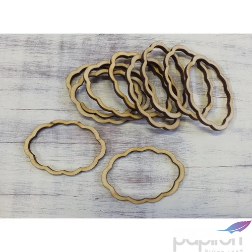 Fatábla felirat, Fa figura keret hullámos 4cmx6cmx3mm 10db/cs
