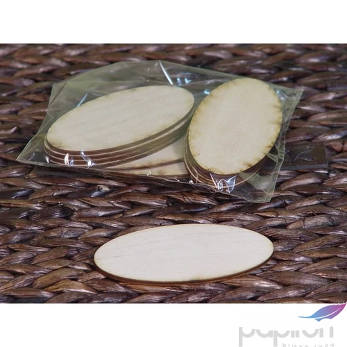 Fatábla felirat, Fa figura ovál tábla 10cmx5cmx3mm 10db/cs