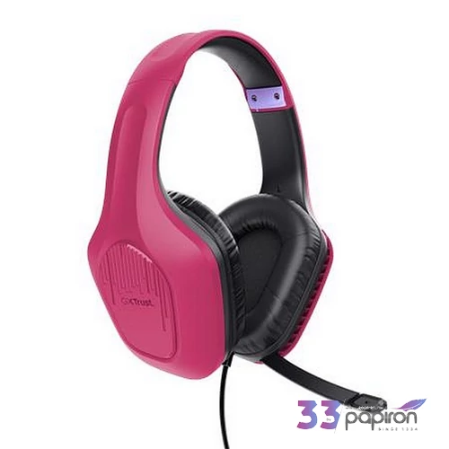 Fejhallgató mikrofonnal gaming TRUST GXT415 Zirox rózsaszín