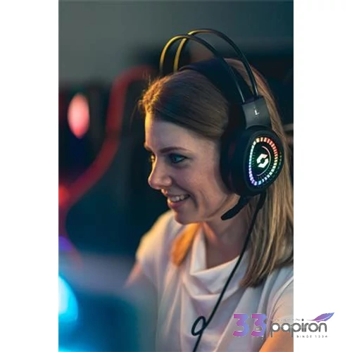 Fejhallgató mikrofonnal vezetékes gaming 2x3.5mm jack + USB-A SPEEDLINK  Voltor LED  feke