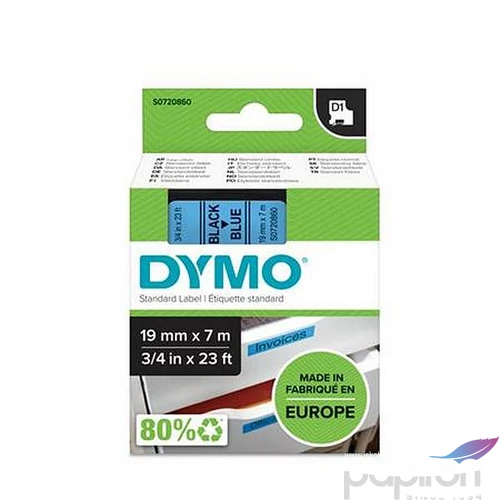 Feliratozógép szalag 19mm x 7 m, DYMO "D1", kék-fekete GD45806