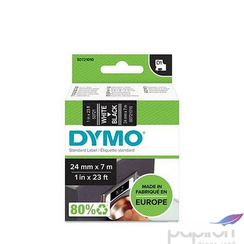 Feliratozógép szalag 24mm x 7 m, DYMO "D1", fekete-fehér GD53721