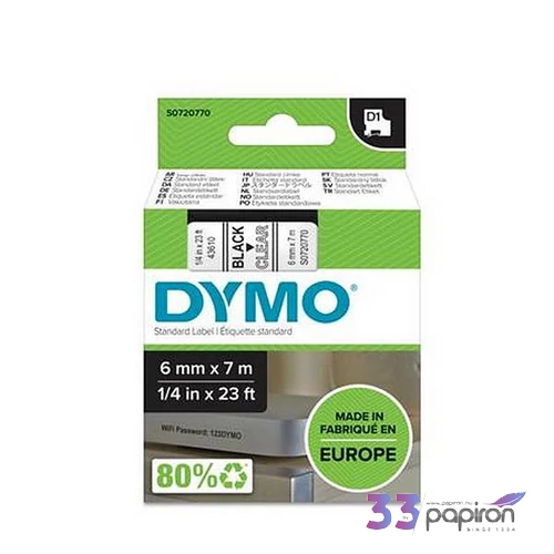 Feliratozógép szalag 6mm x 7 m, DYMO 