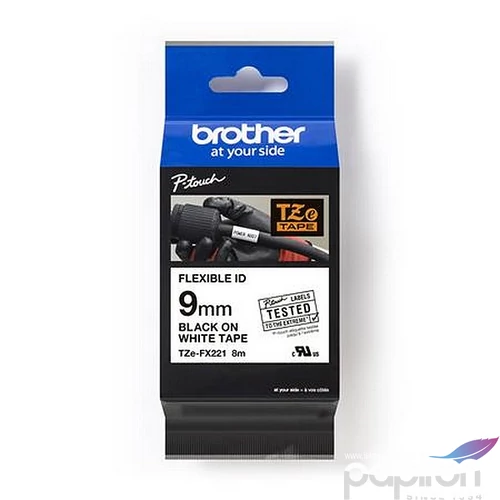Feliratozógép szalag ID 9mmx8m BROTHER  TZe-FX221  fehér-fekete