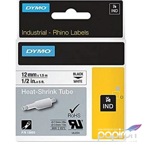 Feliratozógéphez zsugorcső 19mmx 1,5m fehér-fekete DYMO GD18057