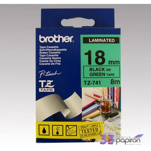 Feliratozógép szalag Brother BROTHER TZE-741 zöld-fekete 18mmx8m BROTHER Feliratozógéphez szalagok