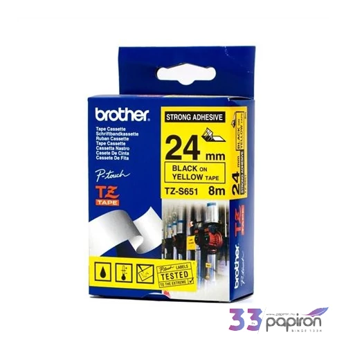 Feliratozógép szalag Brother BROTHER TZE-S651 sárga-fekete 24mmx8m BROTHER Feliratozógéphez szalagok