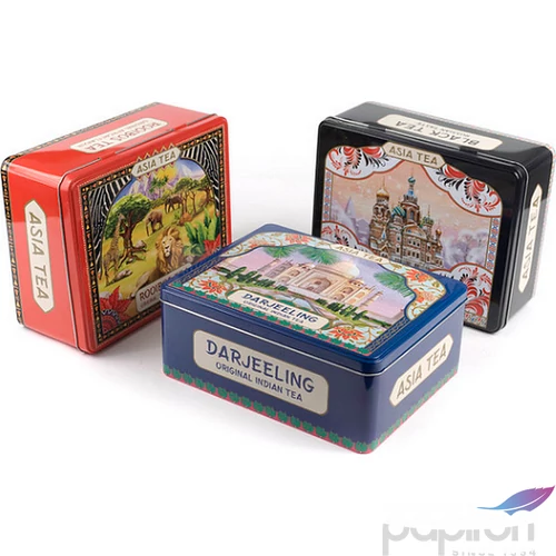 Teásdoboz fém retro Russian, Indian, African dekoráció ASIAN TEA (25x16x8cm)