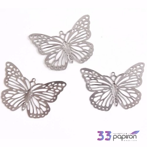 Fém díszítőelem pillangó 2 x 3 cm, 10 db/csomag