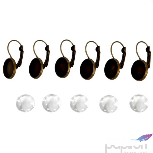 Fém fülbevaló alap lencsével bronz 12 mm 3 pár/csomag