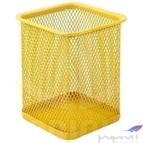 FémháLós írószertartó pohár Optima sárga szögletes Mérete: 80x80x100mm, Szín: Yellow