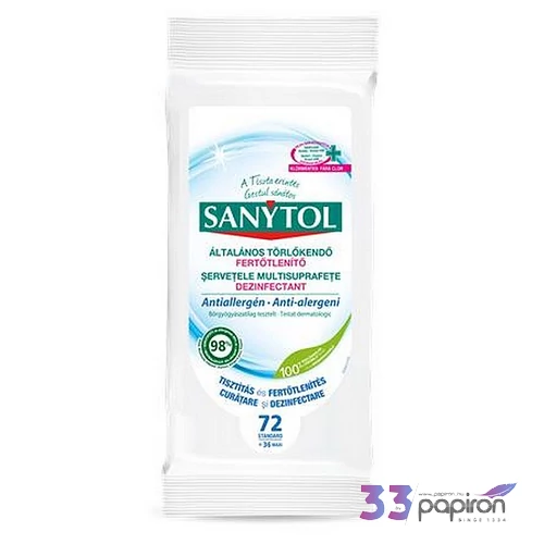 Fertőtlenítő törlőkendő 36db maxi/72db standard SANYTOL antiallergén