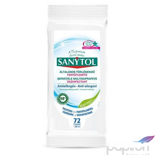 Fertőtlenítő törlőkendő 36db maxi/72db standard SANYTOL antiallergén
