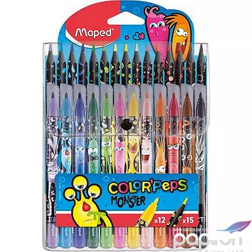 Filc és színes ceruza készlet Maped Color Peps Monster 12+15 szín Készségfejlesztő termékcsalád