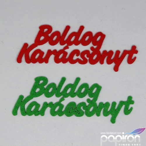 Filc felirat Boldog Karácsonyt 2db zöld-piros 