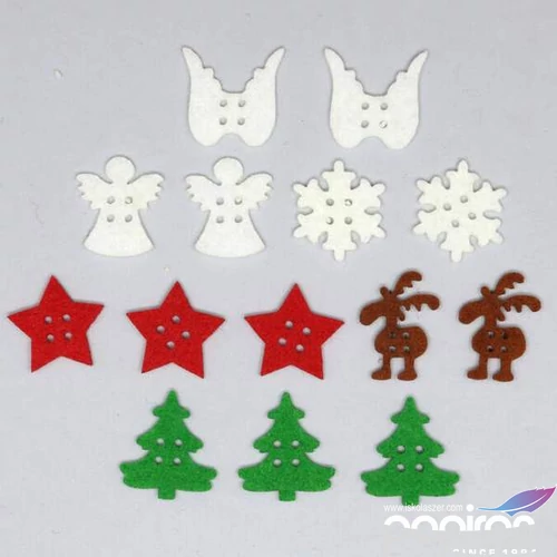 Filcfigura - Fa gomb alakú filcfigura karácsonyi "A" szort. (kb. 2,5cm )
