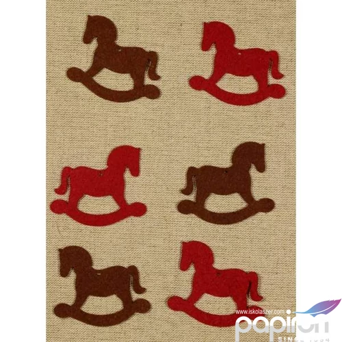 Filcfigura - hintaló piros-bar kb. 6cm- 6db csomag 