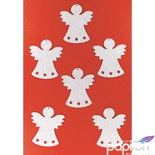 Filcfigura - csillagos angyal kb. 6cm- 6db csomag Karácsony