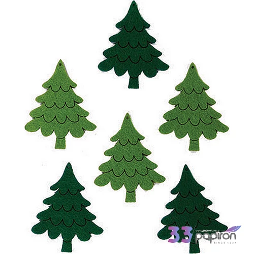 Filcfigura - fenyő gravírozott kb. 6cm- 6db csomag