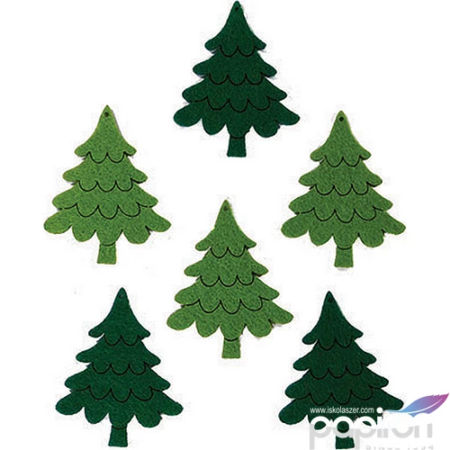 Filcfigura - fenyő gravírozott kb. 6cm- 6db csomag