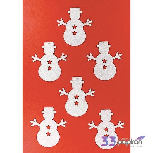 Filcfigura - Hóember csillagos kb. 6cm- 6db csomag