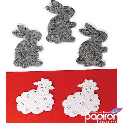 Filcfigura - nyuszi álló kb. 6cm- 5db csomag 