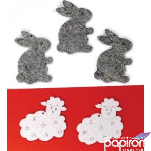 Filcfigura - nyuszi bárány kb. 6cm- 5db csomag 