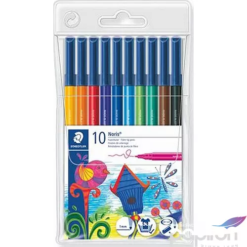 Filckészlet 10 Staedtler Noris Club 1mm kimosható 10színű készlet Írószerek STAEDTLER 326 WP10