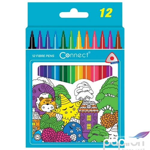 Filckészlet 12-es Connect háromszög testű, 12 klf. Szín marker, filctoll, rostiron