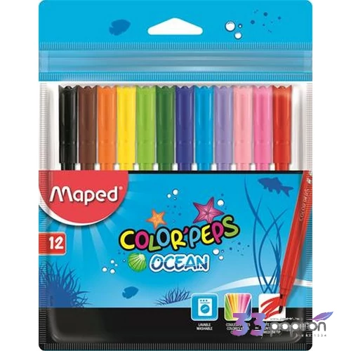 Filckészlet 12 Maped ColorPeps Ocean 2mm-es kimosható 12színű készlet Írószerek MAPED 845720
