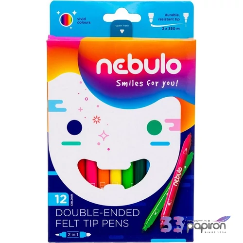 Filckészlet 12 Nebulo kétvégű 12színű készlet Írószerek NEBULO NFT-2X-12