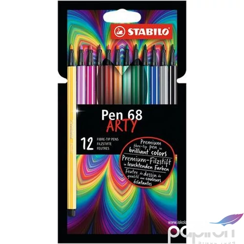 Filckészlet 12 Stabilo Pen 68 Arty 1mm-es 12színű készlet Írószerek STABILO 6812-1-20