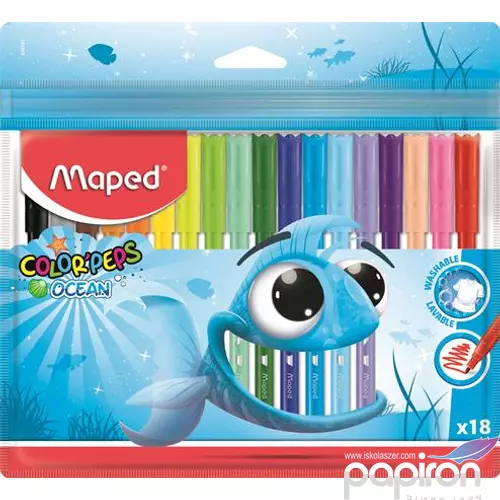 Filckészlet 18 Maped ColorPeps Ocean 2mm-es kimosható 18színű készlet Írószerek MAPED 845721