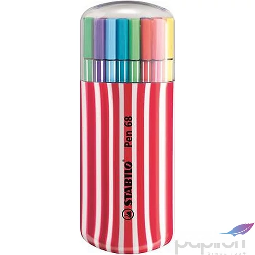 Filckészlet 20 Stabilo Pen 68 Zebrui 1mm-es 20színű, piros tok Írószerek STABILO 6820-02-1-5