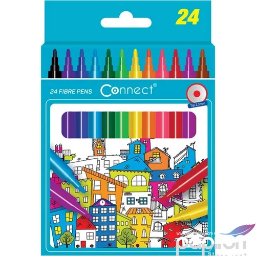 Filckészlet 24-es Connect kerek test, 24 klf. szín marker, filctoll, rostiron