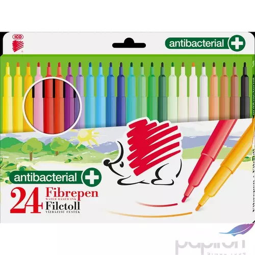 Filctoll ICO 300 24-as készlet 1mm antibakteriális Rainbow filckészlet marker, filctoll gyerekeknek