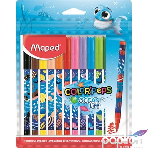 Filctoll készlet 12-es Maped 2mm, Kimosható, Color`Peps Ocean Life IMA845701