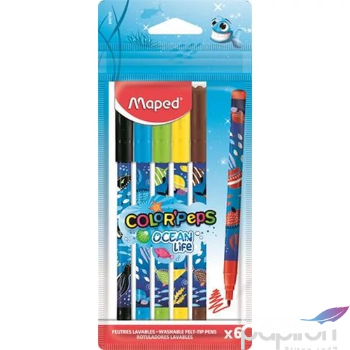 Filctoll készlet 6-os Maped 2mm, Kimosható, Color`Peps Ocean Life IMA845700