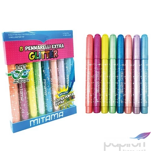 Filctoll 8 készlet csillámos Mitama Jumbo  5mm-es 62937 8 különböző szín