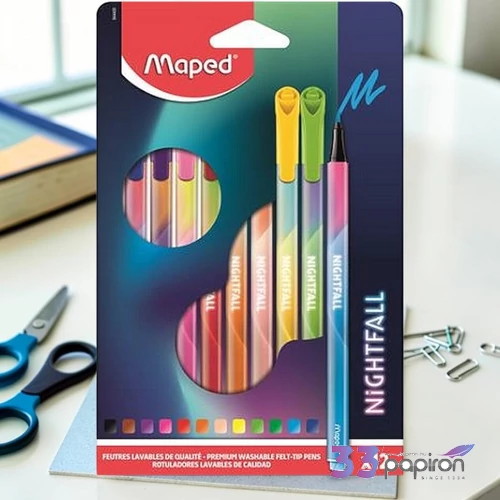 Filctoll készlet Maped 2,5mm, kimosható, Nightfall 12 különböző szín