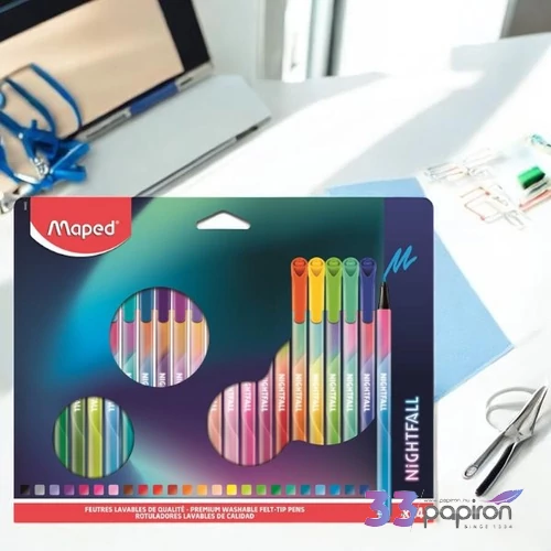 Filctoll készlet Maped 2,5mm, kimosható, Nightfall 24 különböző szín