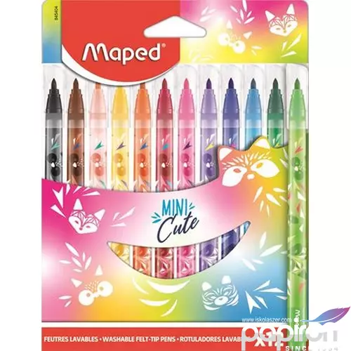 Filctoll készlet Maped 2,8 mm, kimosható, Mini Cute 12 különböző szín