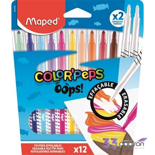 Filctoll készlet Maped 3,6mm, törölhető,Color`Peps Oops 10+2 különböző szín