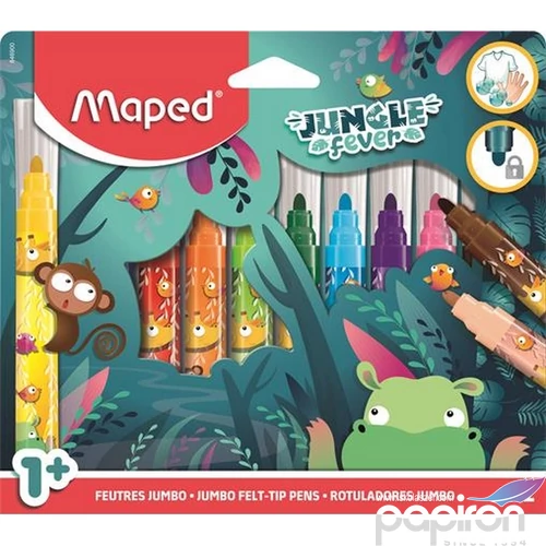 Filctoll készlet Maped 5mm, kimosható, vastag, Jungle Fever 12 különböző szín