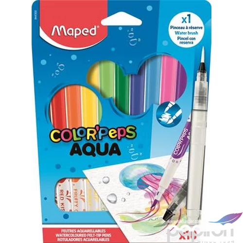 Filctoll készlet Maped Akvarell 3,6mm, ecsettel Color`Peps Aqua, 10 különböző szín