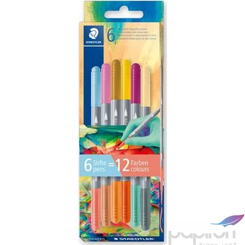 Filctoll készlet Staedtler 1/3 mm, kétvégű, kimosható, 3280 Multiverzum 2, 6 különböző szín